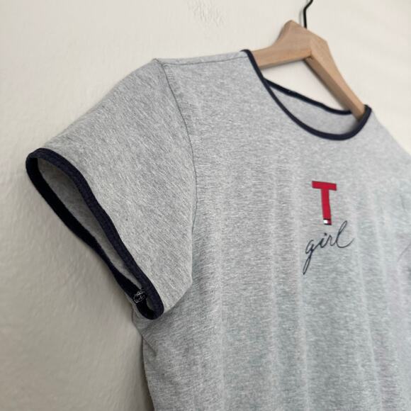 Vintage 90s Tommy Hilfiger Womens Gray Tommy Girl T-Shirt Dress Ringer Size S/M - Picture 6 of 9